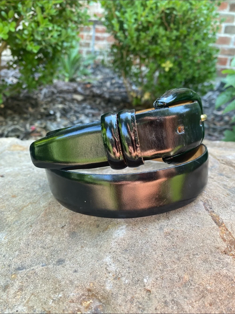 Stanley Korshak Black Leather Belt